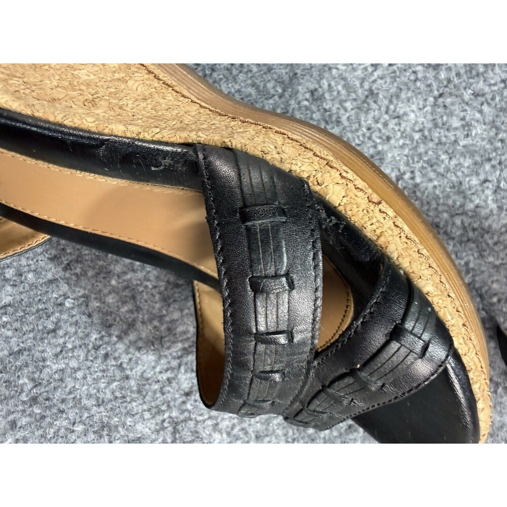 Clarks Leather Slingback Wedge Sandals – Black/Brown – Women’s Size 7 – Buckle - Picture 8 of 9